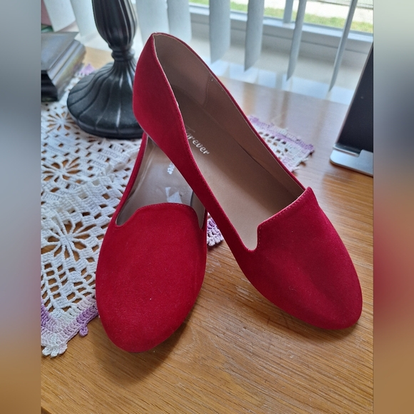 Forever Link Red Suede Loafers Flats - Picture 1 of 12